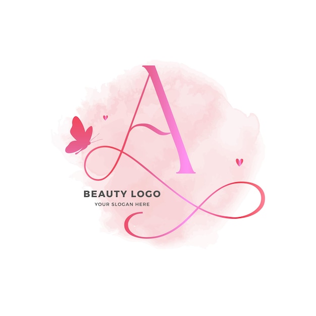 Letter A vlinder roze logo