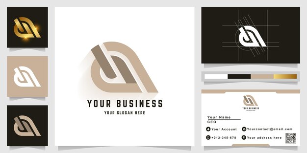 Letter a or aa monogram logo with business card design