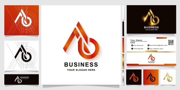 Letter ab or a6 monogram logo template with business card design