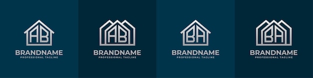 Vector letter ab and ba home logo set suitable for any business related to house real estate construction interior with ab or ba initials
