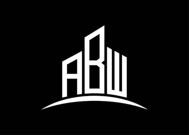 文字 ABW 建物のベクトルモノグラム ロゴデザインテンプレート 建物の形 ABW ロゴ