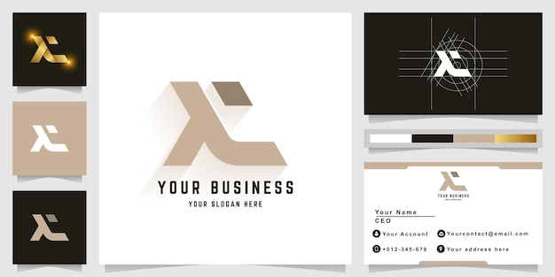 Letter AC or KLC monogram logo with business card design