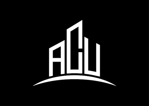 文字 ACU ビルベクトルモノグラム ロゴデザインテンプレート ビル形 ACU ロゴ