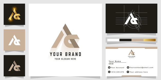 Vector letter ad or ag monogram logo with business card design