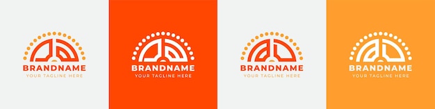 Буквы ad и da sunrise logo set подходят для любого бизнеса с инициалами ad или da