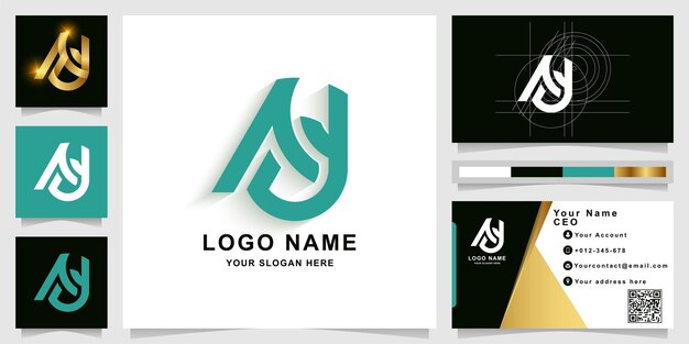 Vector letter ad or nd monogram logo template with business card design