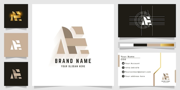 Letter AE or AH monogram logo with business card design