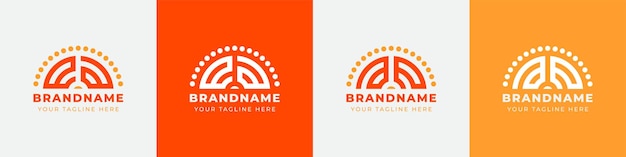 Letter AE and EA Sunrise Logo Set suitable for any business with AD or DA initials