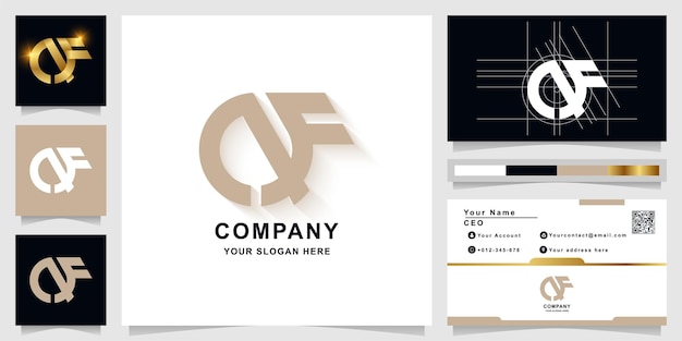 名刺デザインの文字afまたはqfモノグラムロゴテンプレート