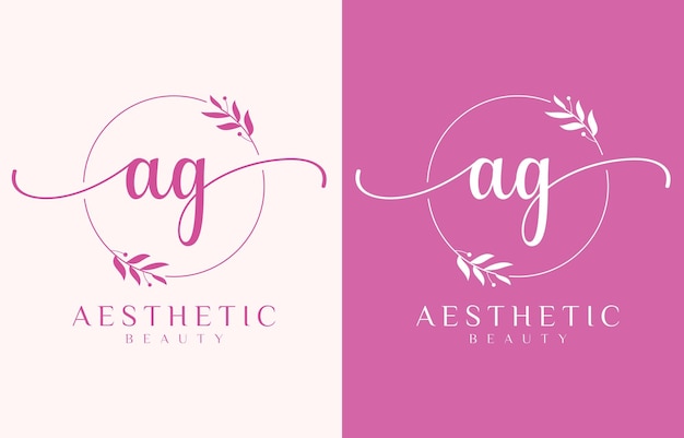 letter ag beauty logo with flourish ornament