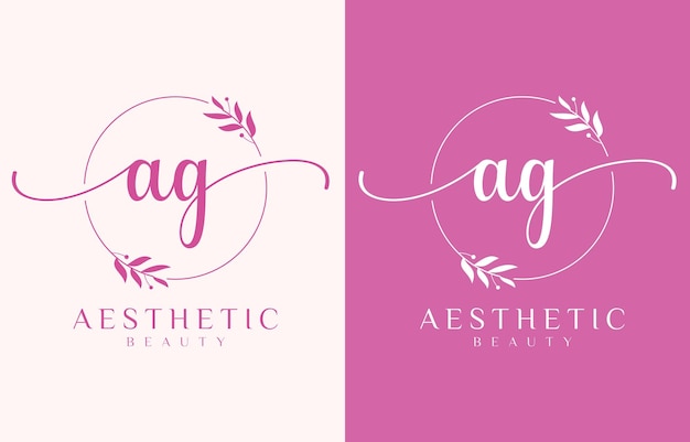 Vettore ag letter beauty logo con ornamento fiorito