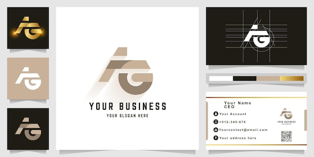 Letter ag or fg monogram logo with business card design