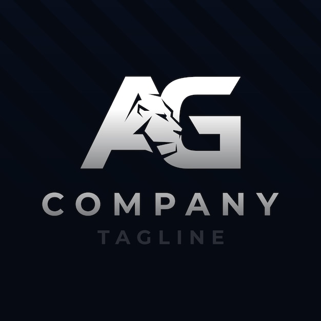 Letter AG Lion Head Initial Logo Design