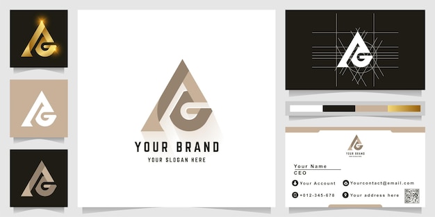 Vector letter a or ag monogram logo with business card design