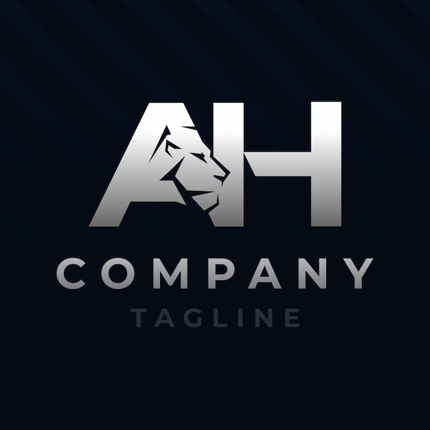 Letter ah lion head initial logo design