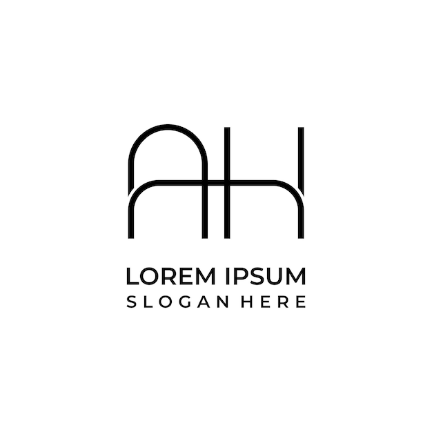 Letter ah monogram logo letter a logo combined with letter h in line art style