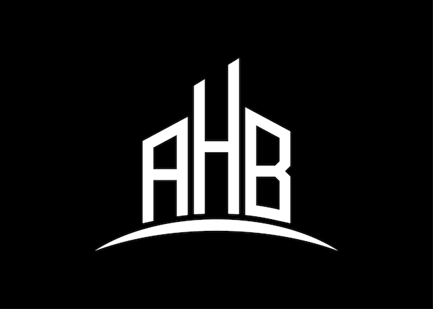 Letter AHB gebouw vector monogram logo ontwerp sjabloon Building Shape AHB logo