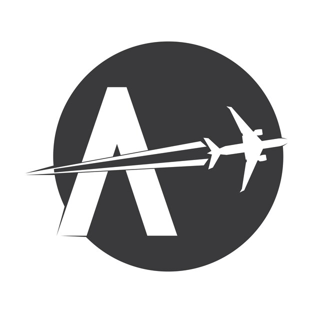 Lettera a vettore modello di progettazione di logo di viaggio aereo