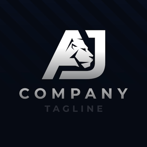 Letter AJ Lion Head Initial Logo Design