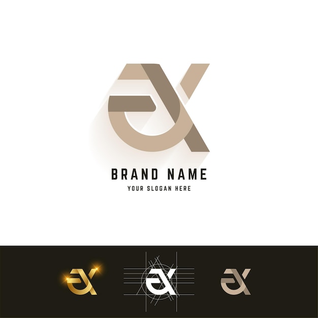 Letter ak of ax monogram logo met rastermethode ontwerp