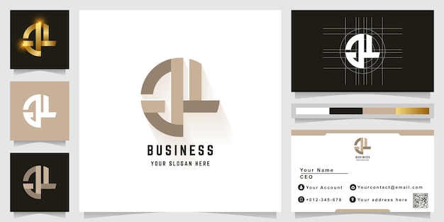 Letter aL or au monogram logo with business card design