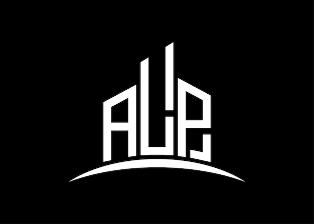 Letter ALP gebouw vector monogram logo ontwerp sjabloon Building Shape ALP logo
