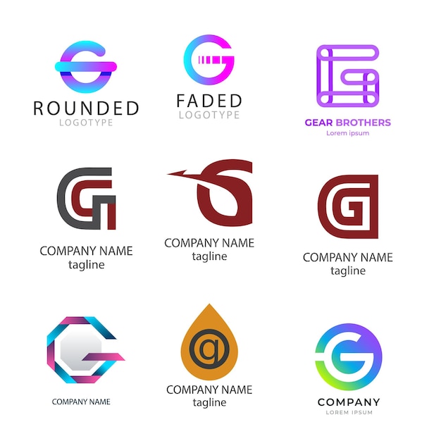 letter alphabet logo g design corporate business brand company abstract logo design collection