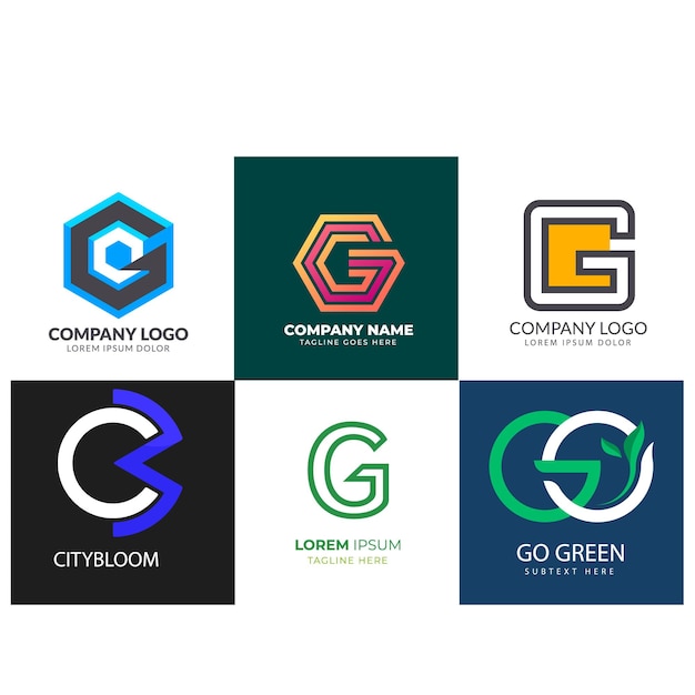 letter alphabet logo g design corporate business brand company abstract logo design collection
