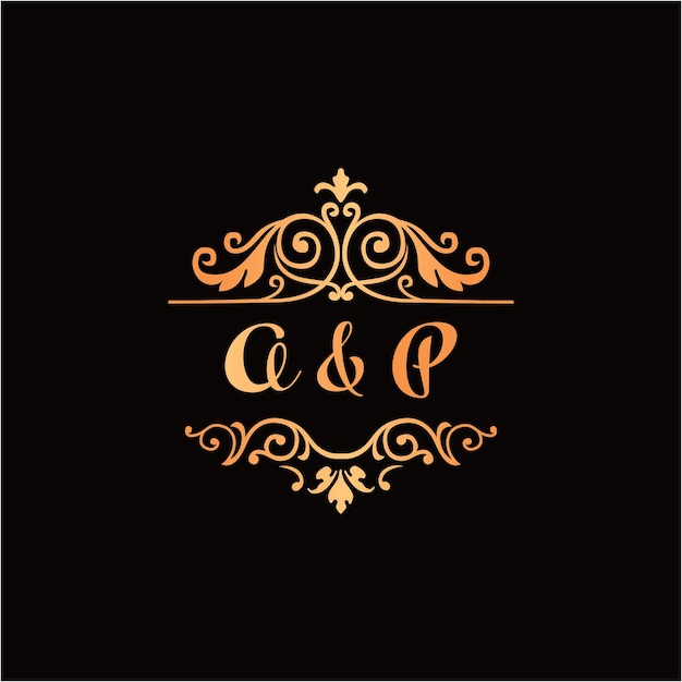 Letter ap initials wedding logo illustration