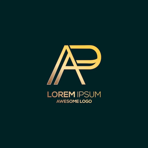 Letter ap-logo luxe gouden kleursjabloon
