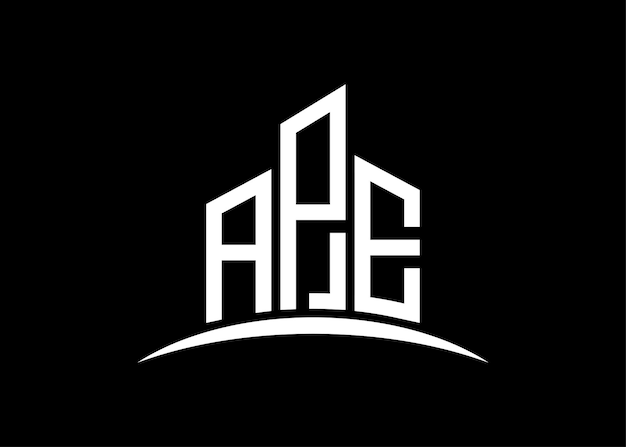 Letter APE building vector monogram logo ontwerp sjabloon Building Shape APE logo