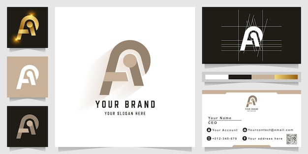 Letter AQ of AR monogram logo met visitekaartje ontwerp