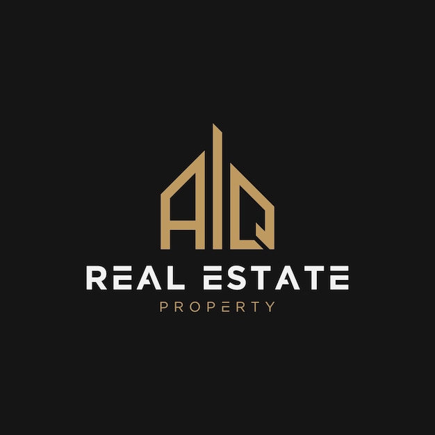 letter aq real estate, realtor, property, construction, house, home, building, or remodeling logo