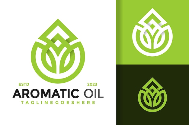 Vettore lettera a olio aromatico lineare logo design vettore icona simbolo illustrazione