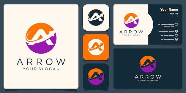 Letter a arrow logo design template inspiration