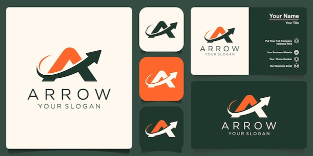 Letter A arrow logo icon design template elements.