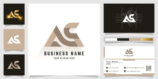 Letter AS or NS monogram logo with business card design