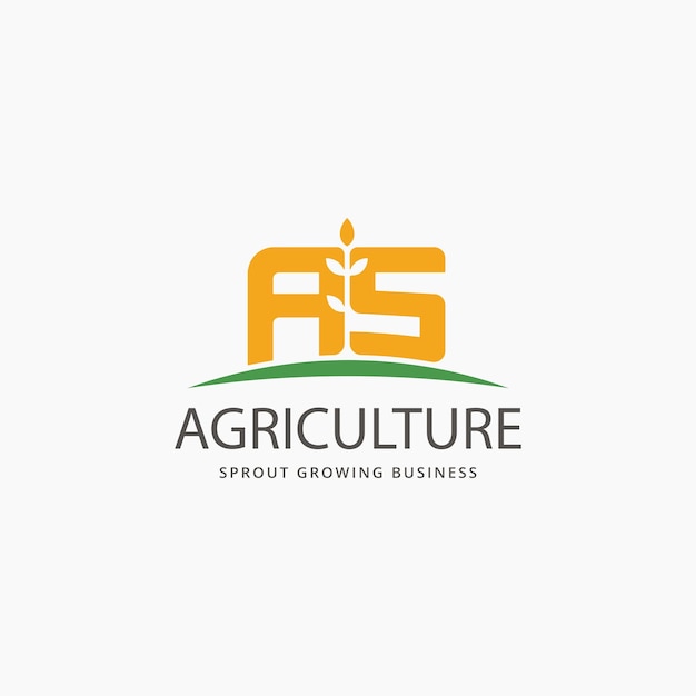 Lettera as con disegno del logo dell'agricoltura vegetale in crescita