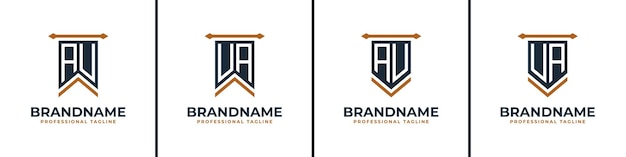Letter AU en UA Pennant Flag Logo Set vertegenwoordigen overwinning Geschikt voor elk bedrijf met AU- of UA-initialen
