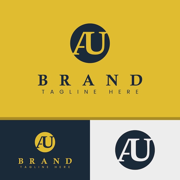 AU または UA のイニシャルが付いたビジネスに適した文字 AU Iモノグラム サークル ロゴ