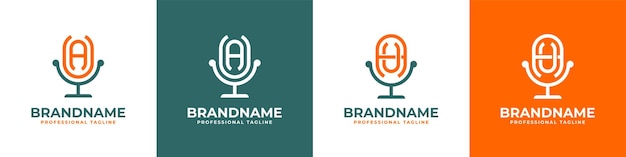 Letter AU or UA Podcast Logo suitable for any business related to microphone with AU or UA initials