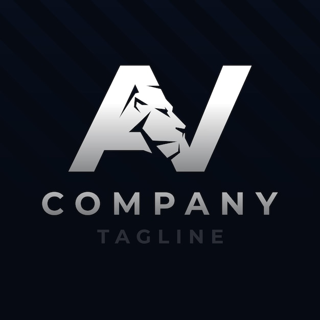 Letter AV Lion Head Initial Logo Design