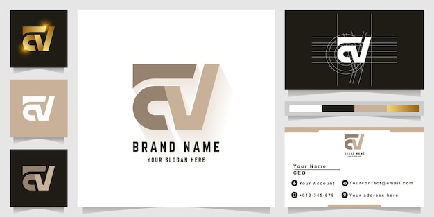 Letter aV or aN monogram logo with business card design