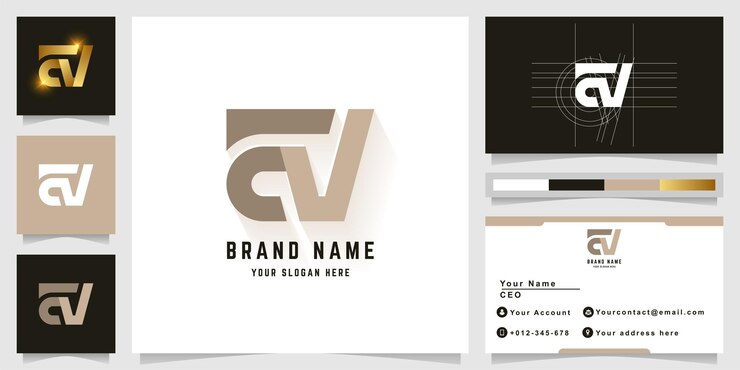 Vector letter av or an monogram logo with business card design