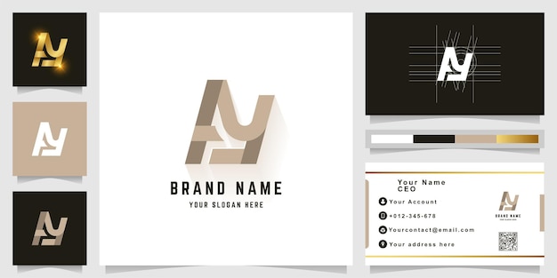 Letter Ay or Ny monogram logo with business card design