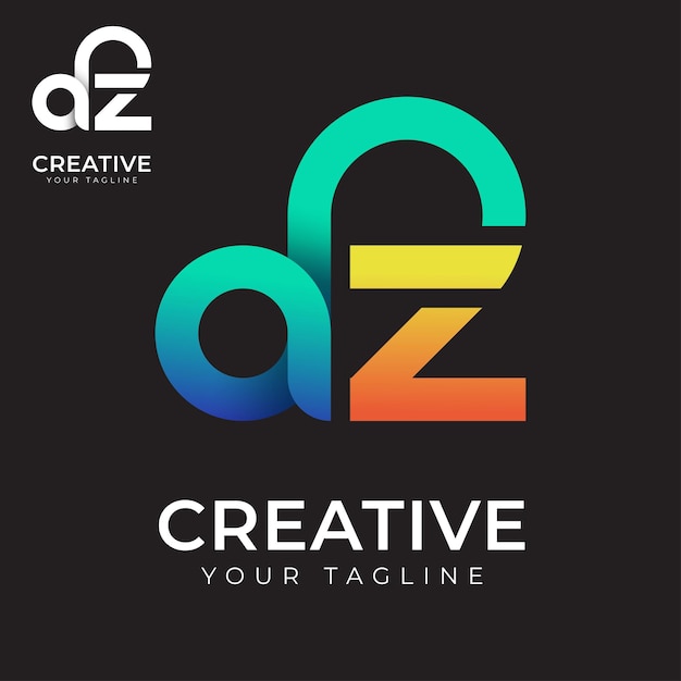 Letter az gradient colorful logo design template