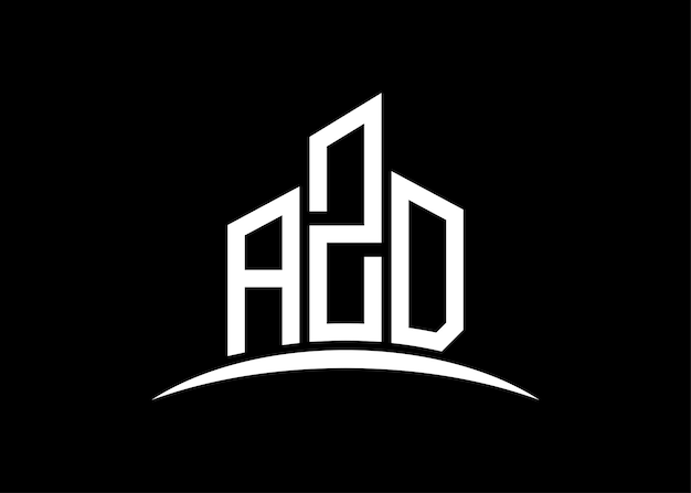 문자 AZD 빌딩  ⁇ 터 모노그램 로고 디자인 템플릿 빌딩 모양 AZD 로고