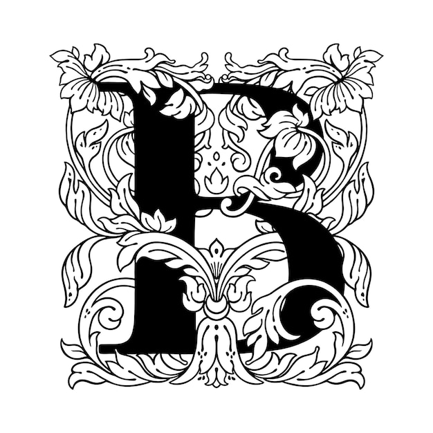 Vector letter b bloemornament monogram