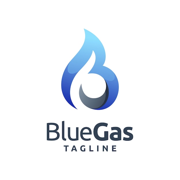 Design del logo del gas blu della lettera b