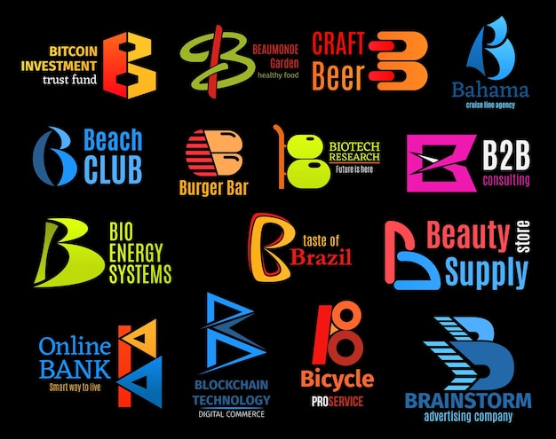 Letter b business identity icons